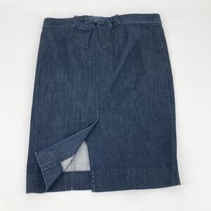 Marc Jacobs Womens Dark Wash Denim Jean Pencil Skirt Knee Length Bow Back Size 4